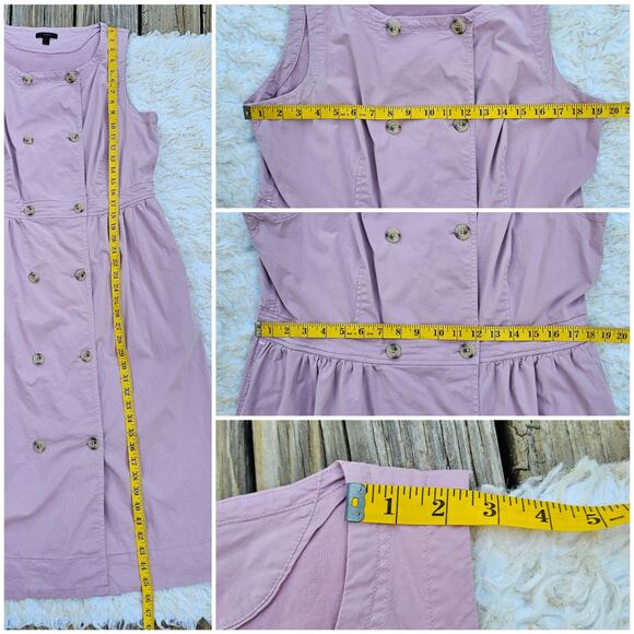 Sleeveless Trench Dress J. CREW Size 16T Plus Tall Mauve Pink Stretch Button - Picture 7 of 9
